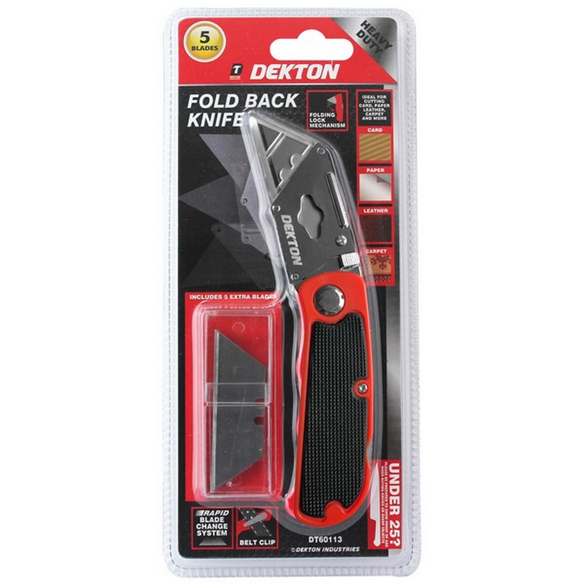 Dekton DT60113 Fold Back Knife & 5 Blades