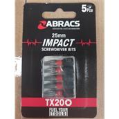 Abracs TX2005 Impact Screwdriver Bit TX20 25mm Pack of 5