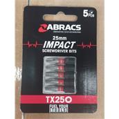 Abracs TX2505 Impact Screwdriver Bit TX25 25mm Pack of 5