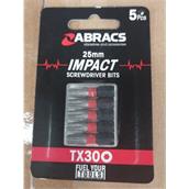 Abracs TX3005 Impact Screwdriver Bit TX30 25mm Pack of 5
