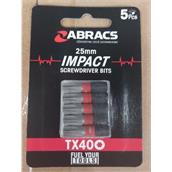 Abracs TX4005 Impact Screwdriver Bit TX40 25mm Pack of 5 * Clearance *