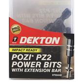 Dekton DT65440 25mm S2 Steel Impact Bits P22 with Extension Bar 20Pc Set
