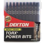 Dekton DT65447 75mm S2 Steel Impact Bits T10 - T40 Pack of 10